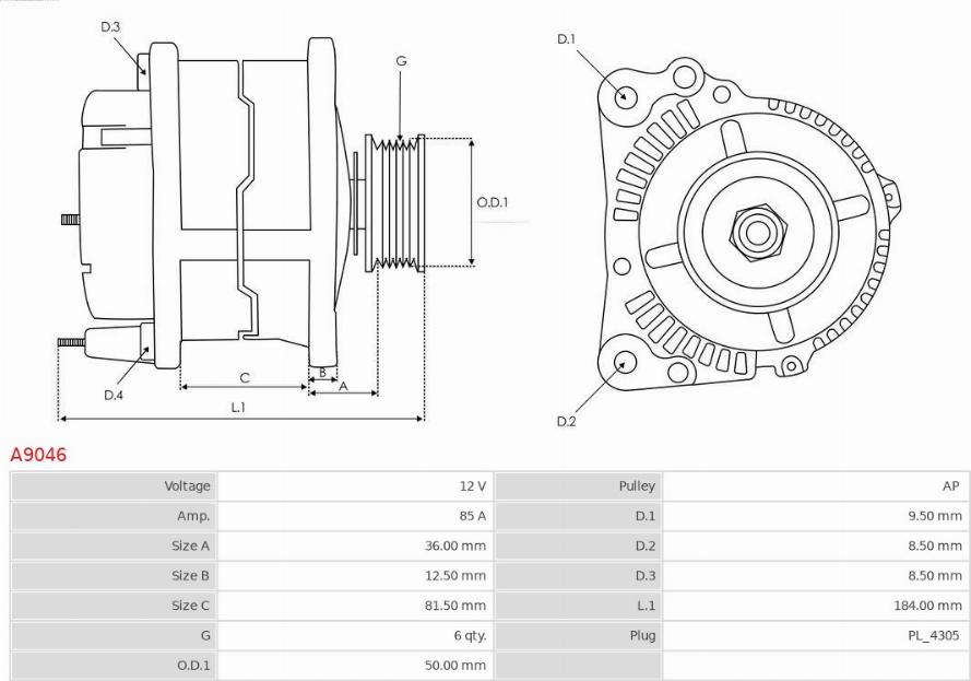 AS-PL A9046 - Generator / Alternator aaoparts.ro