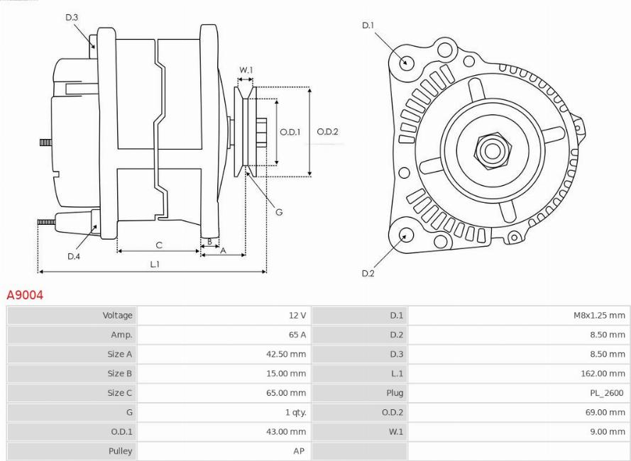 AS-PL A9004 - Generator / Alternator aaoparts.ro