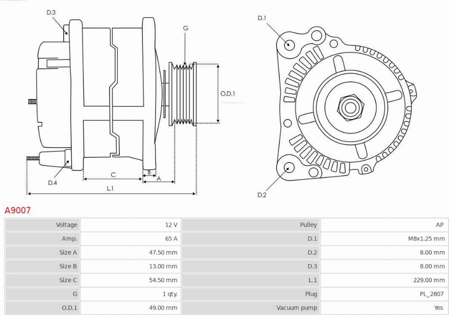 AS-PL A9007 - Generator / Alternator aaoparts.ro