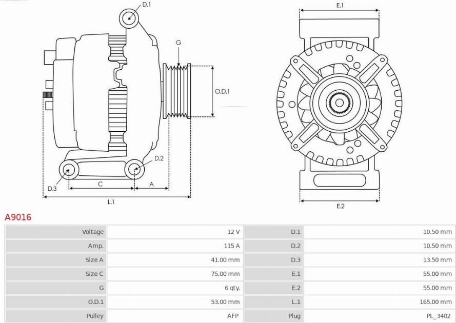 AS-PL A9016 - Generator / Alternator aaoparts.ro