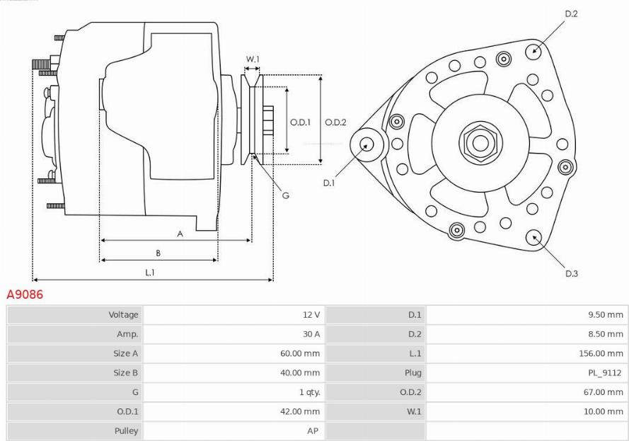 AS-PL A9086 - Generator / Alternator aaoparts.ro