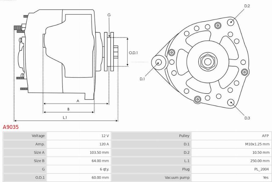 AS-PL A9035 - Generator / Alternator aaoparts.ro