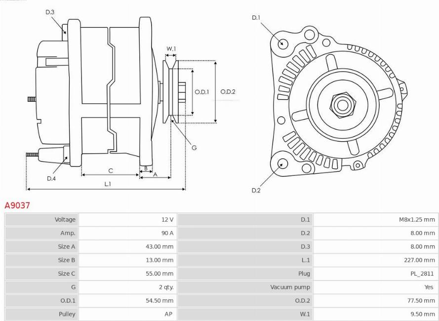 AS-PL A9037 - Generator / Alternator aaoparts.ro