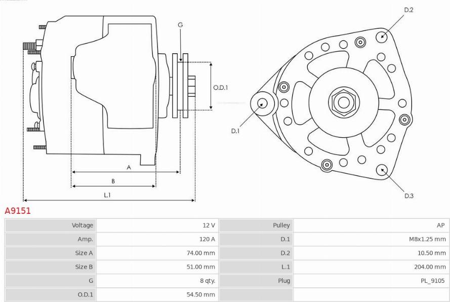 AS-PL A9151 - Generator / Alternator aaoparts.ro