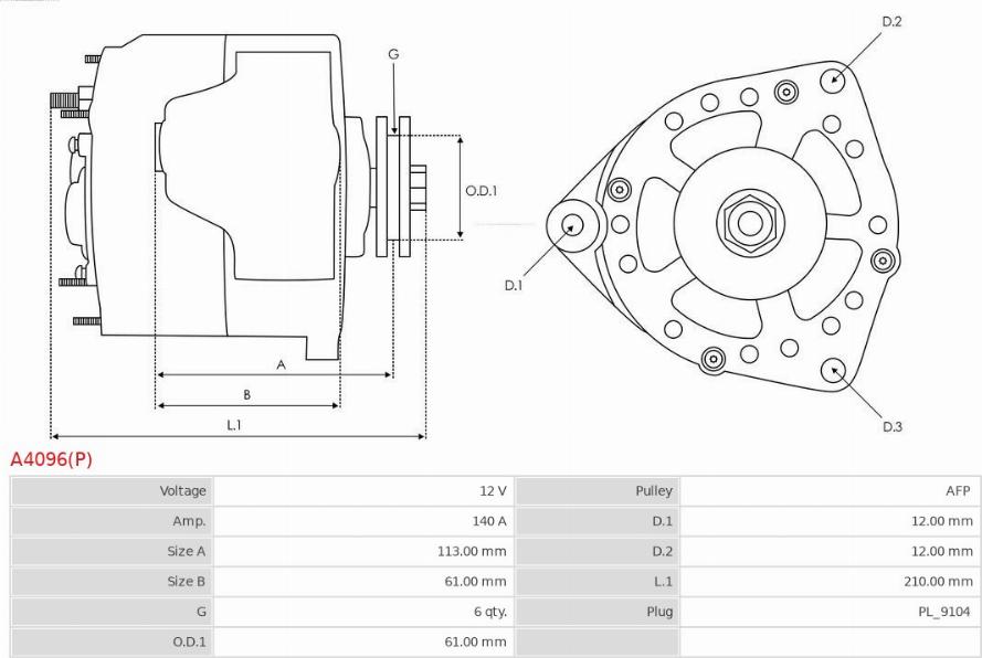 AS-PL A4096(P) - Generator / Alternator aaoparts.ro