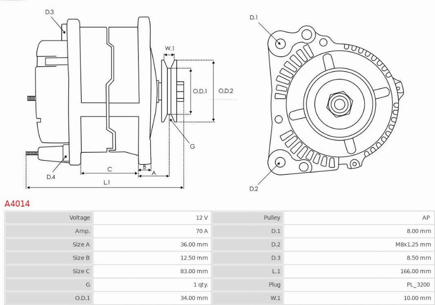 AS-PL A4014 - Generator / Alternator aaoparts.ro