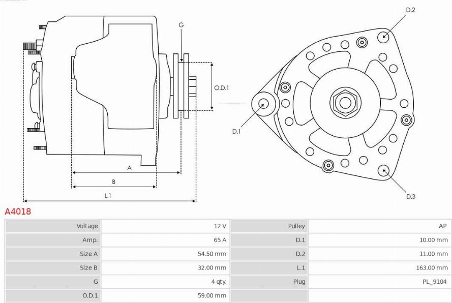 AS-PL A4018 - Generator / Alternator aaoparts.ro