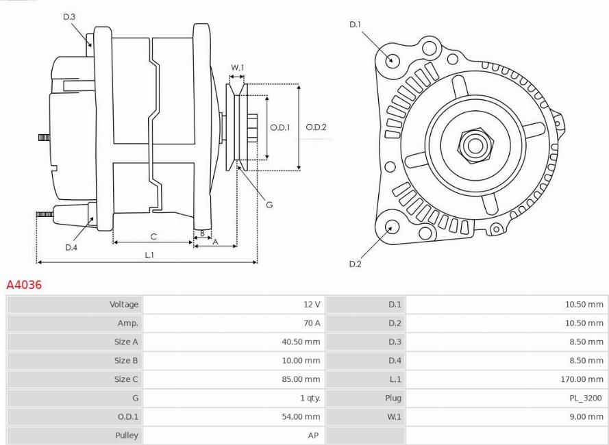 AS-PL A4036 - Generator / Alternator aaoparts.ro