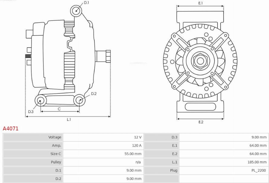 AS-PL A4071 - Generator / Alternator aaoparts.ro