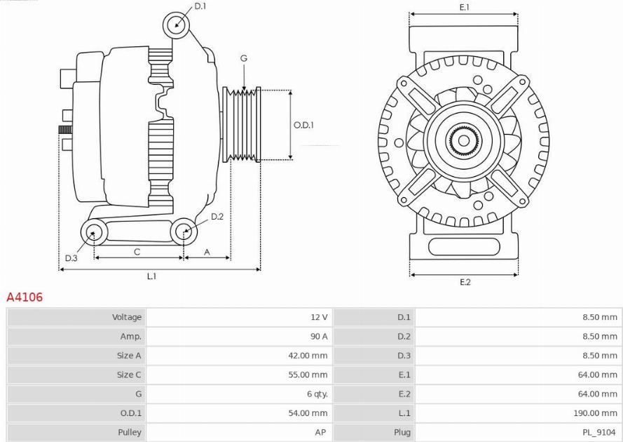 AS-PL A4106 - Generator / Alternator aaoparts.ro