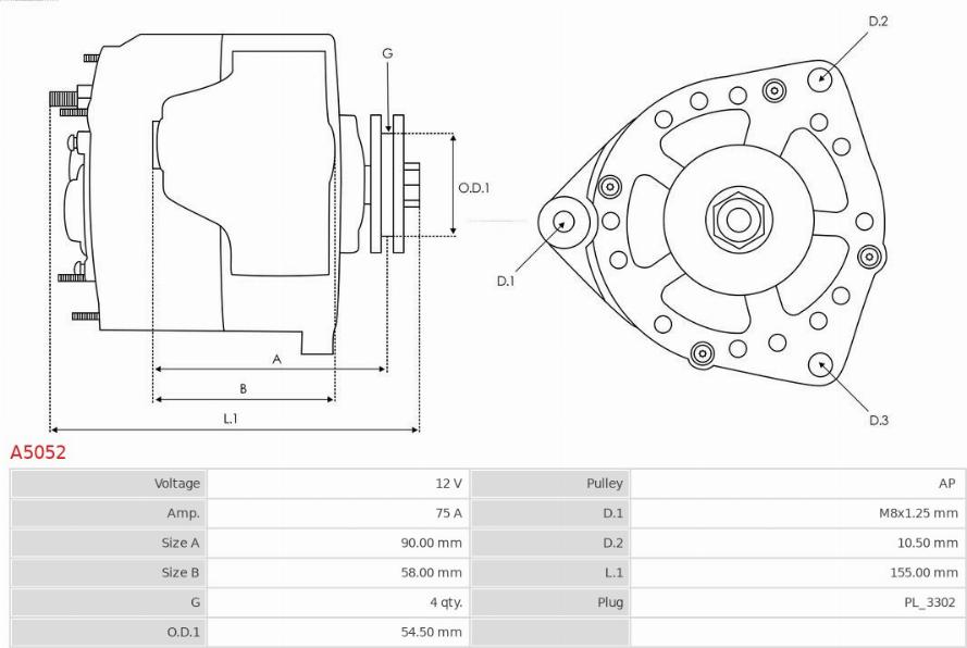 AS-PL A5052 - Generator / Alternator aaoparts.ro