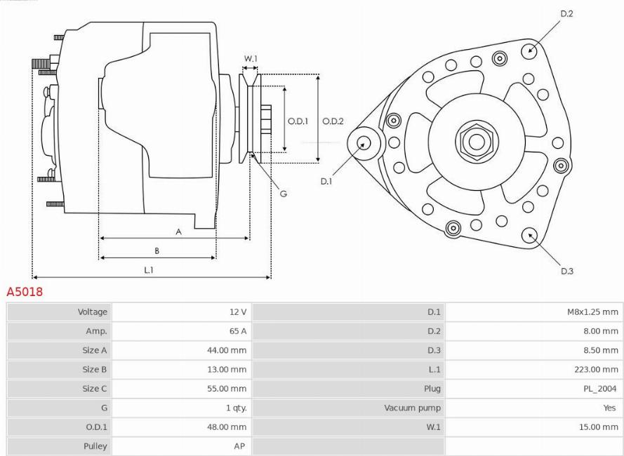 AS-PL A5018 - Generator / Alternator aaoparts.ro