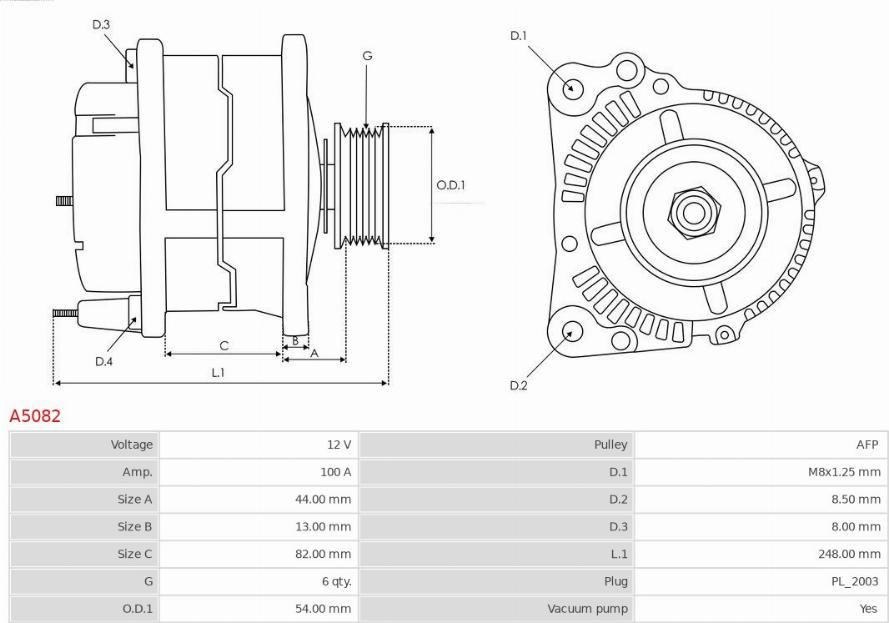 AS-PL A5082 - Generator / Alternator aaoparts.ro