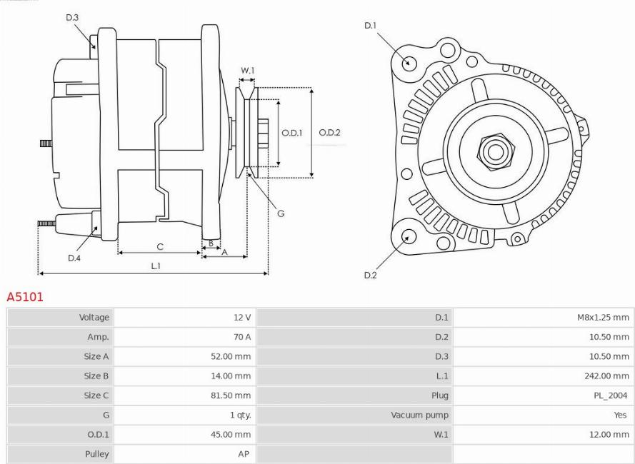 AS-PL A5101 - Generator / Alternator aaoparts.ro