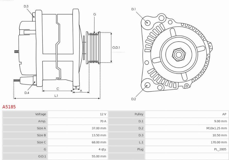 AS-PL A5185 - Generator / Alternator aaoparts.ro