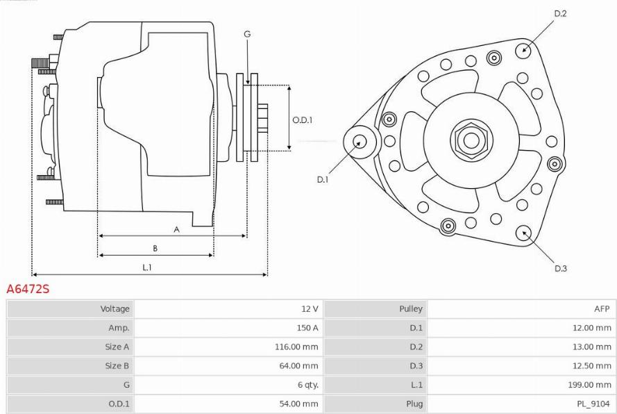 AS-PL A6472S - Generator / Alternator aaoparts.ro