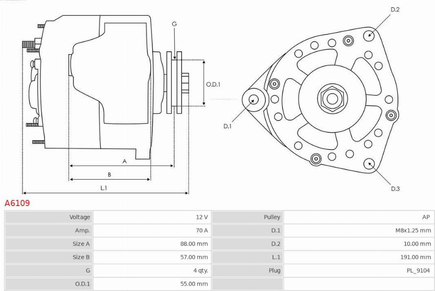 AS-PL A6109 - Generator / Alternator aaoparts.ro