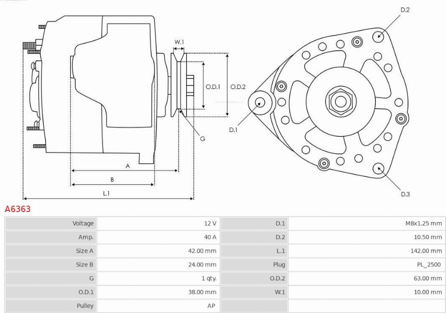 AS-PL A6363 - Generator / Alternator aaoparts.ro