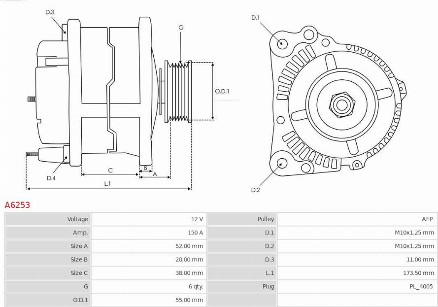 AS-PL A6253 - Generator / Alternator aaoparts.ro