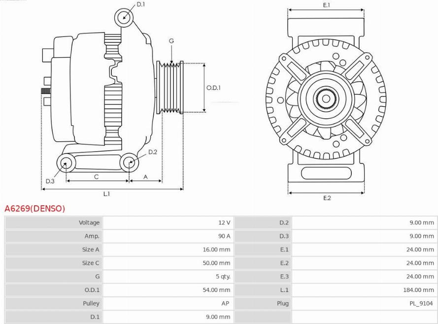 AS-PL A6269(DENSO) - Generator / Alternator aaoparts.ro