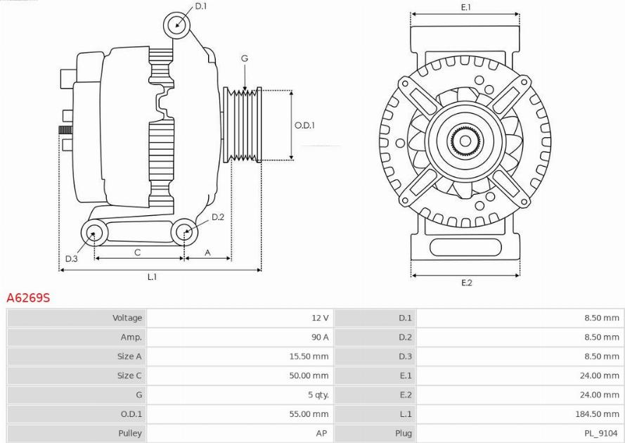 AS-PL A6269S - Generator / Alternator aaoparts.ro