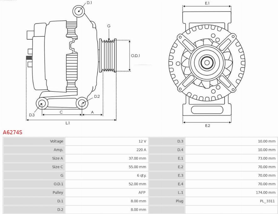 AS-PL A6274S - Generator / Alternator aaoparts.ro