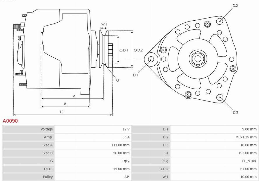 AS-PL A0090 - Generator / Alternator aaoparts.ro