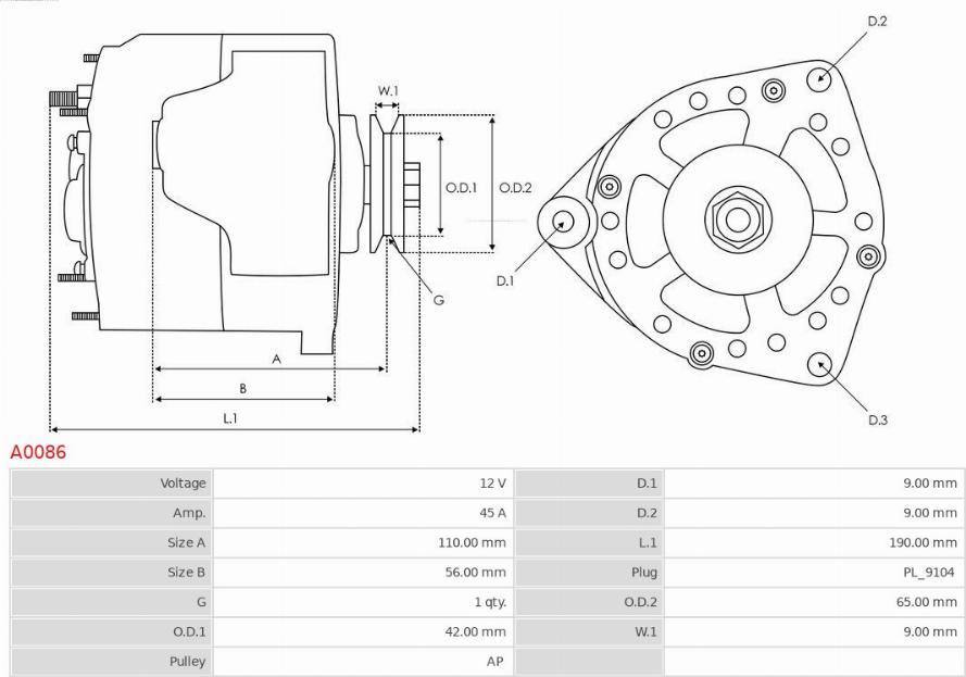 AS-PL A0086 - Generator / Alternator aaoparts.ro