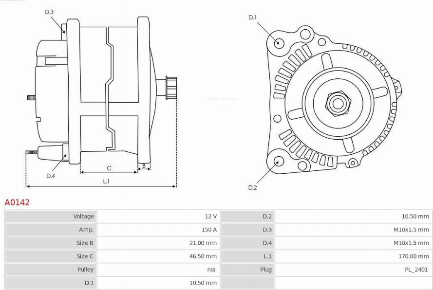 AS-PL A0142 - Generator / Alternator aaoparts.ro