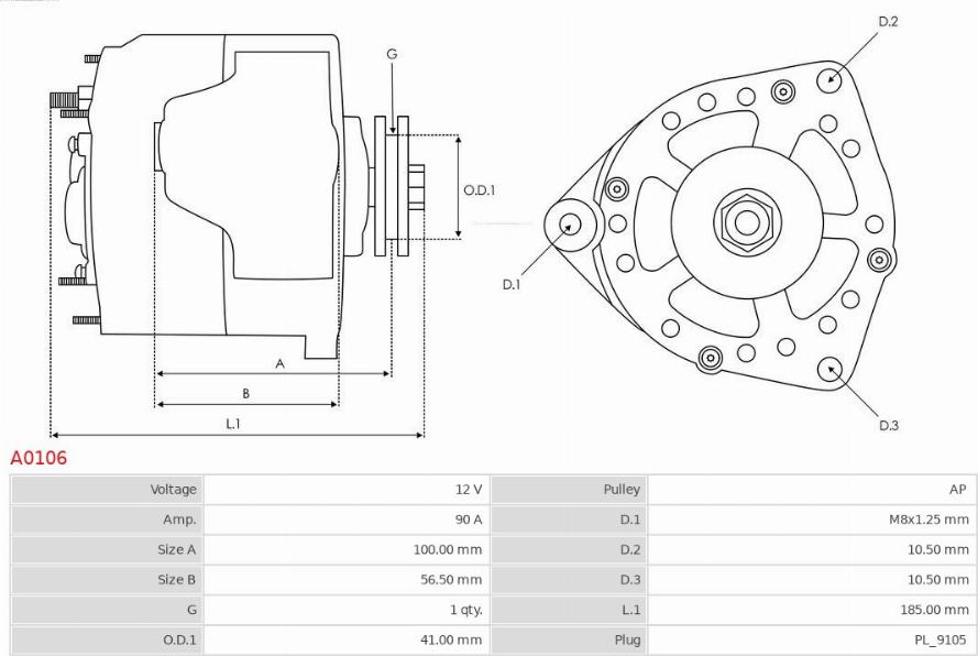 AS-PL A0106 - Generator / Alternator aaoparts.ro