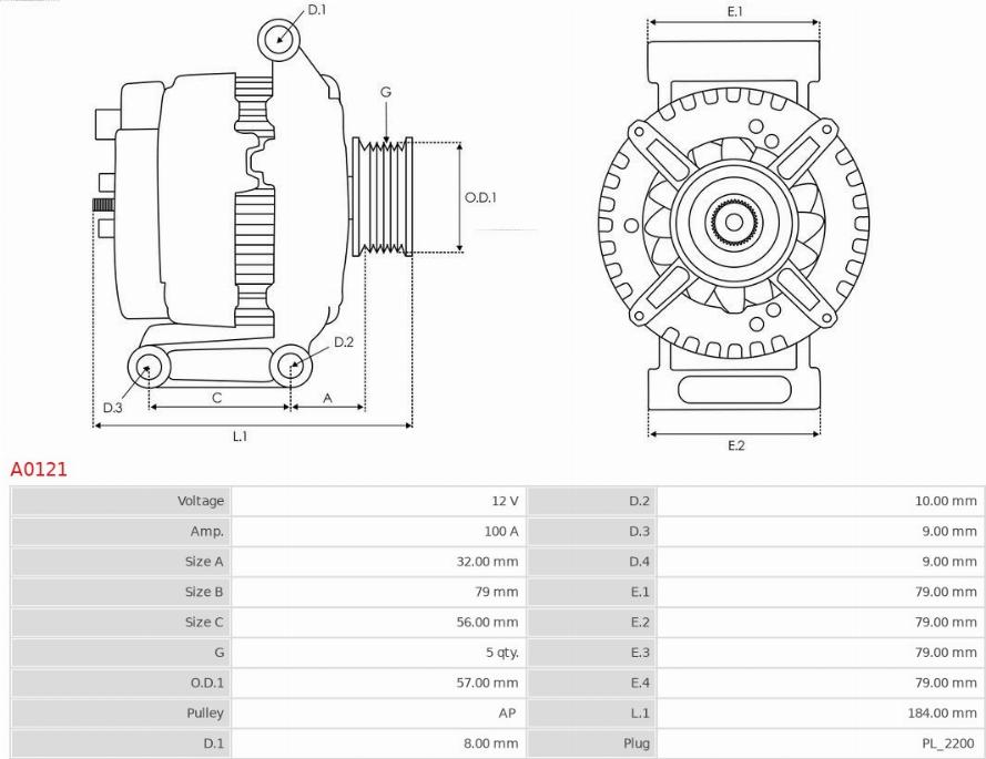 AS-PL A0121 - Generator / Alternator aaoparts.ro