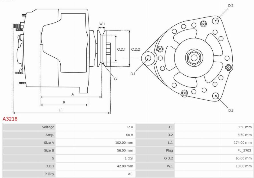 AS-PL A3218 - Generator / Alternator aaoparts.ro