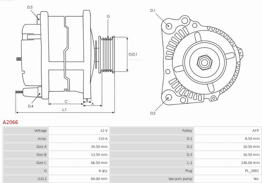 AS-PL A2066 - Generator / Alternator aaoparts.ro