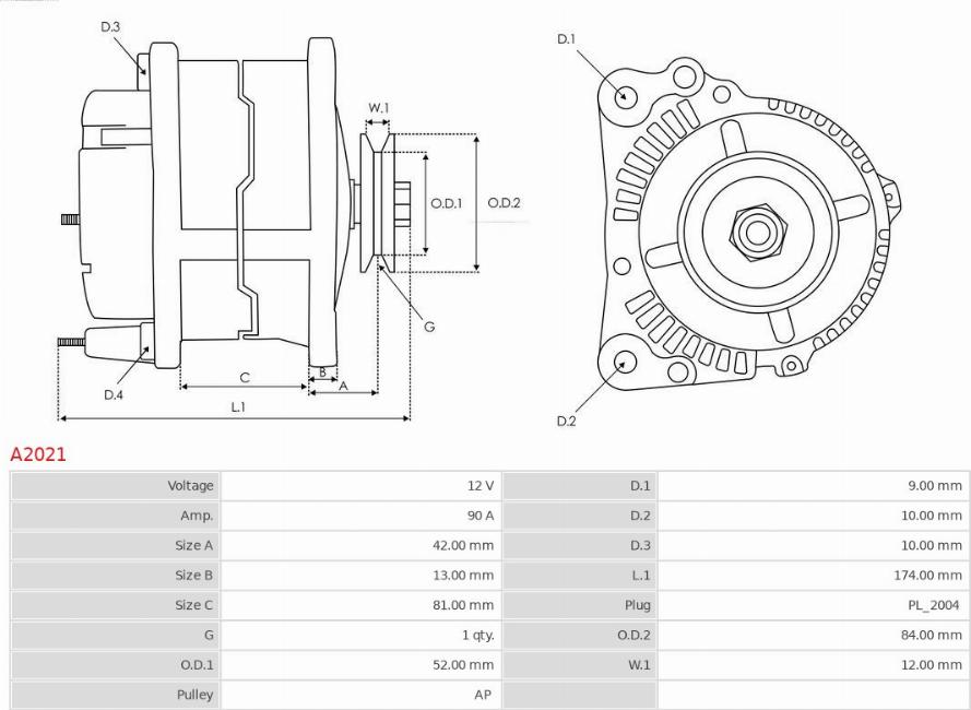 AS-PL A2021 - Generator / Alternator aaoparts.ro