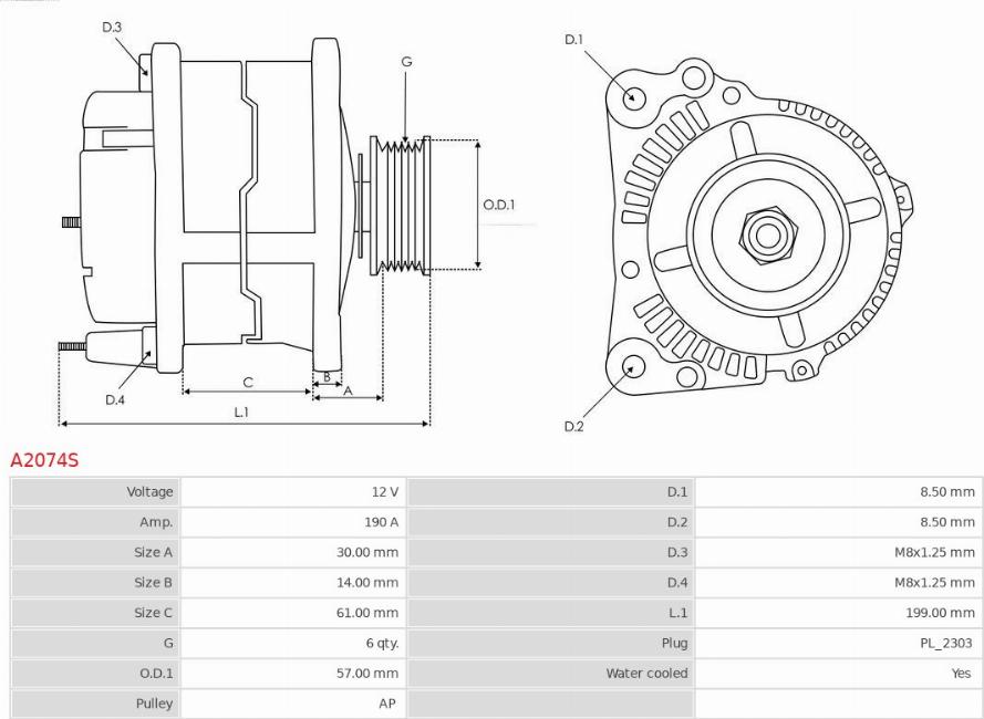 AS-PL A2074S - Generator / Alternator aaoparts.ro