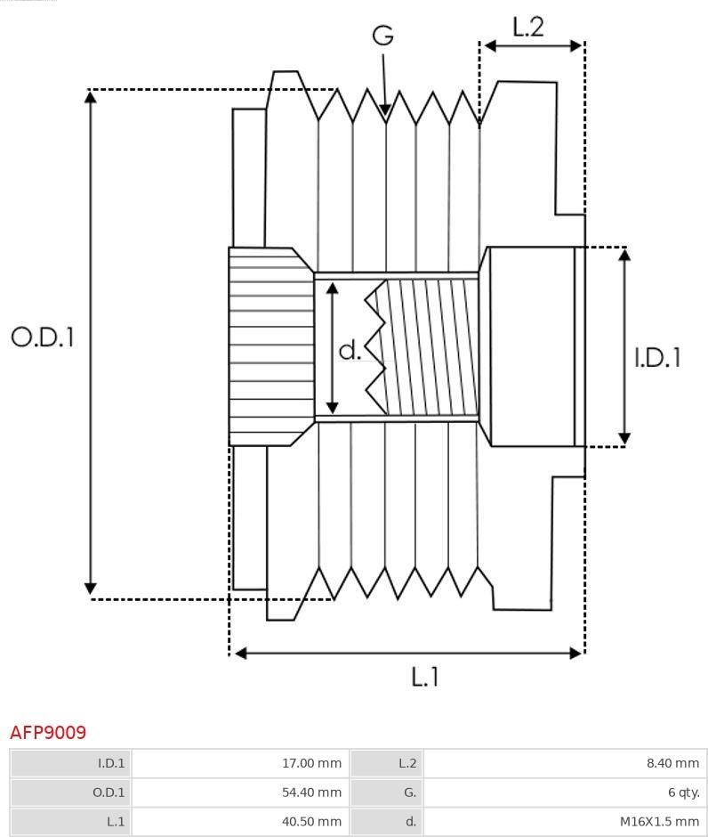 AS-PL AFP9009 - Fulie, alternator aaoparts.ro