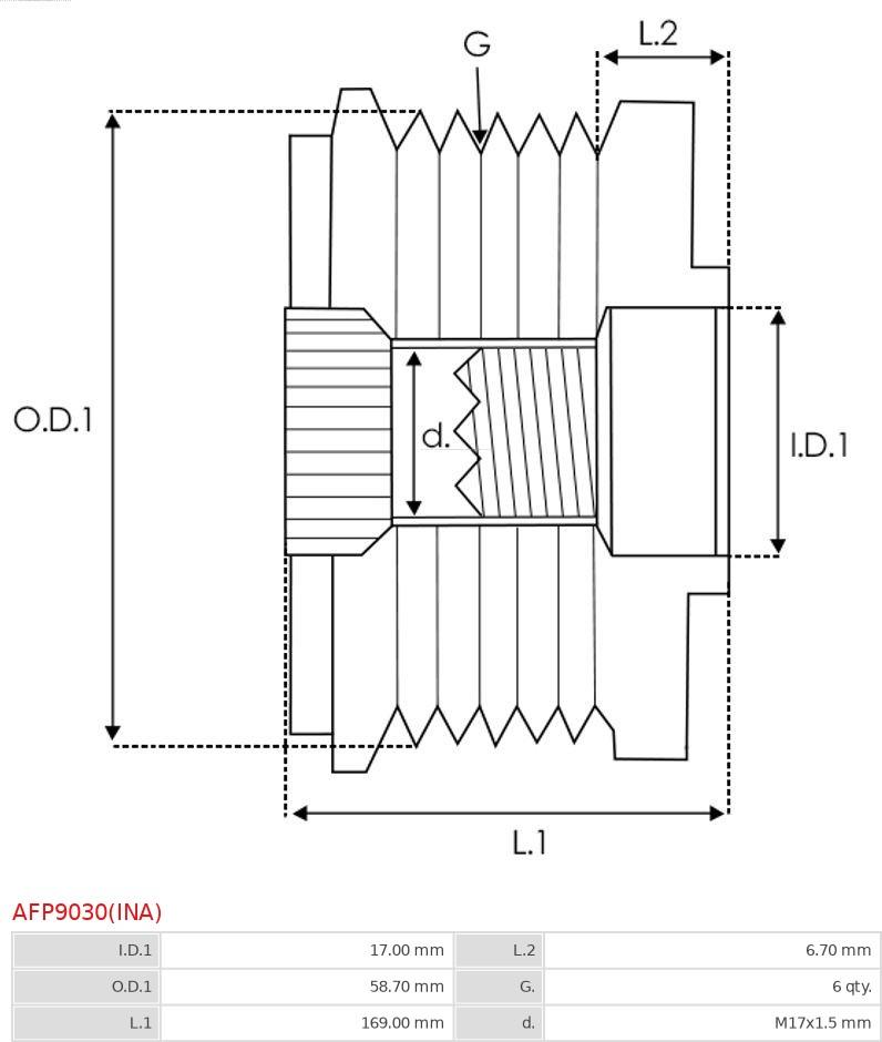 AS-PL AFP9030(INA) - Fulie, alternator aaoparts.ro