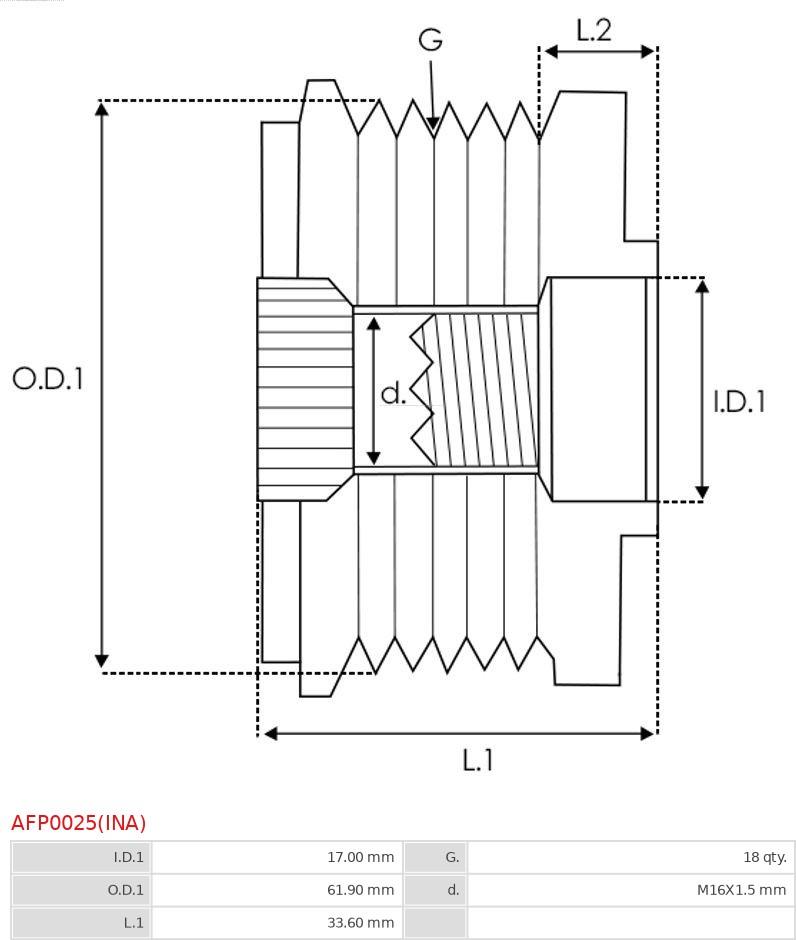 AS-PL AFP0025(INA) - Fulie, alternator aaoparts.ro