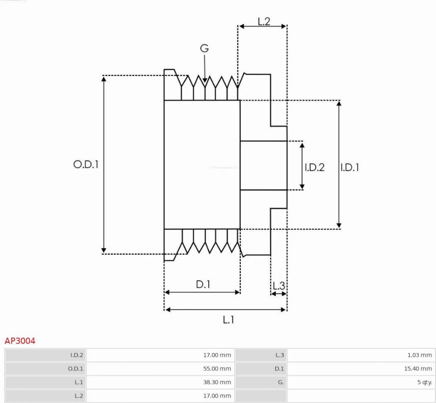 AS-PL AP3004 - Fulie, alternator aaoparts.ro