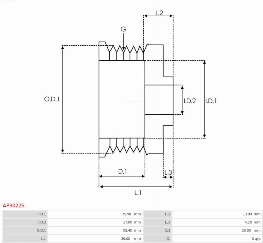 AS-PL AP3022S - Fulie, alternator aaoparts.ro