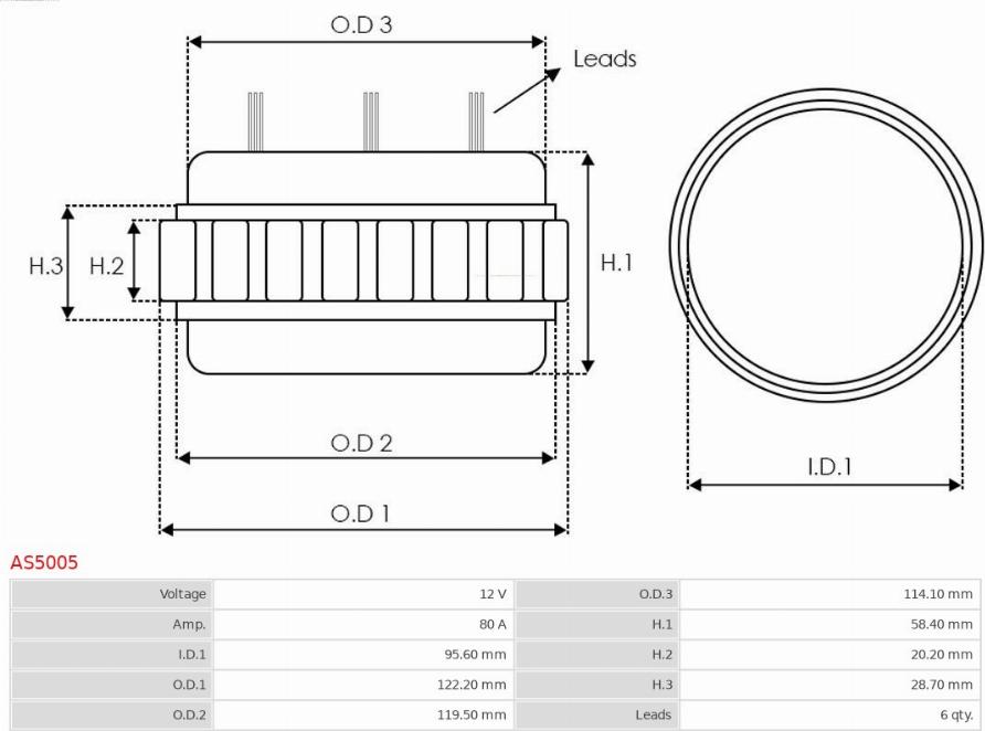 AS-PL AS5005 - Stator,alternator aaoparts.ro