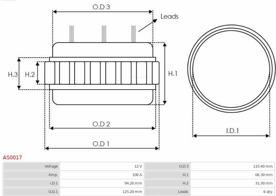 AS-PL AS0017 - Stator,alternator aaoparts.ro