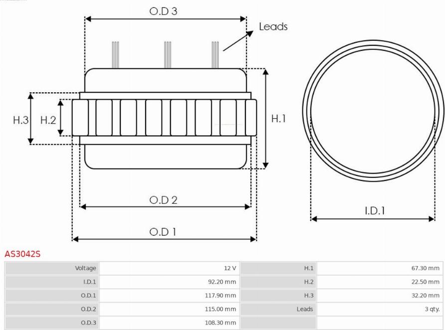 AS-PL AS3042S - Stator,alternator aaoparts.ro