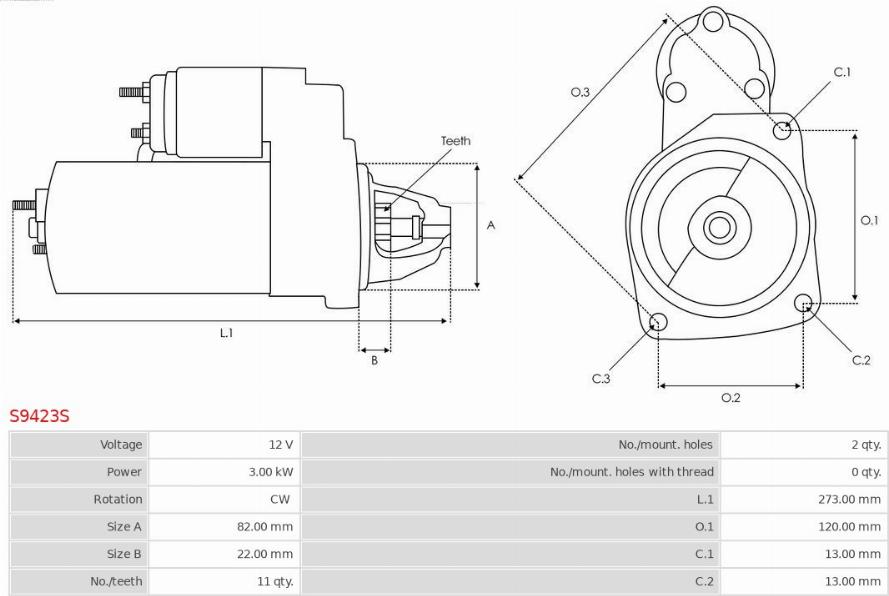 AS-PL S9423S - Starter aaoparts.ro