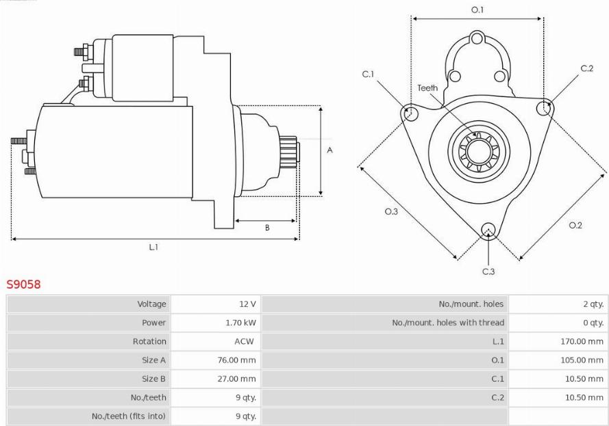 AS-PL S9058 - Starter aaoparts.ro