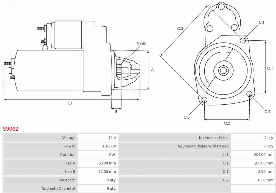 AS-PL S9062 - Starter aaoparts.ro