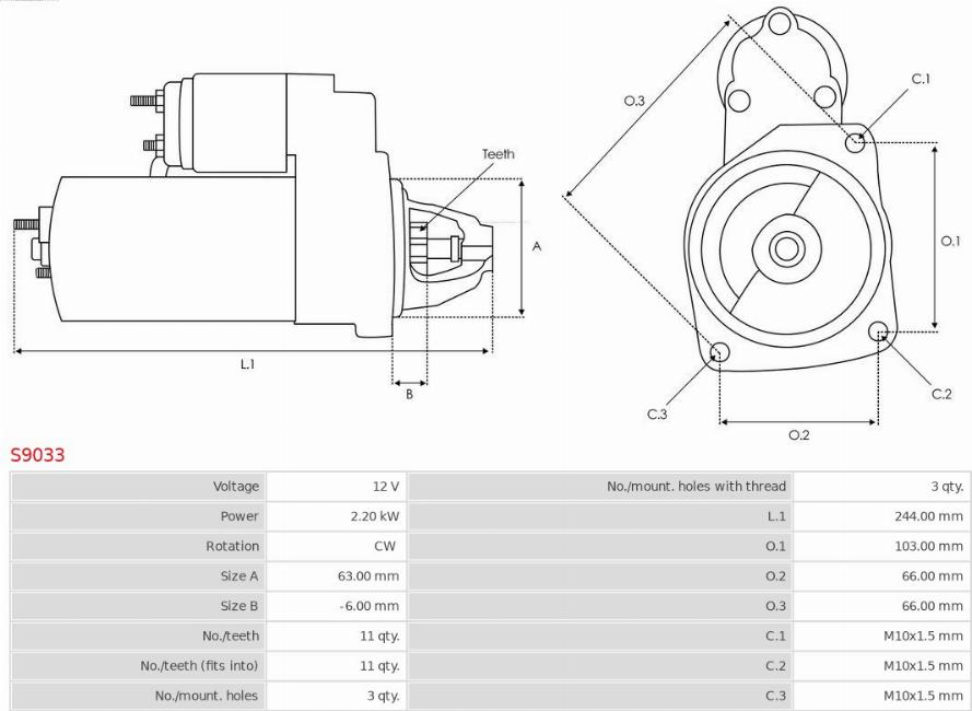 AS-PL S9033 - Starter aaoparts.ro