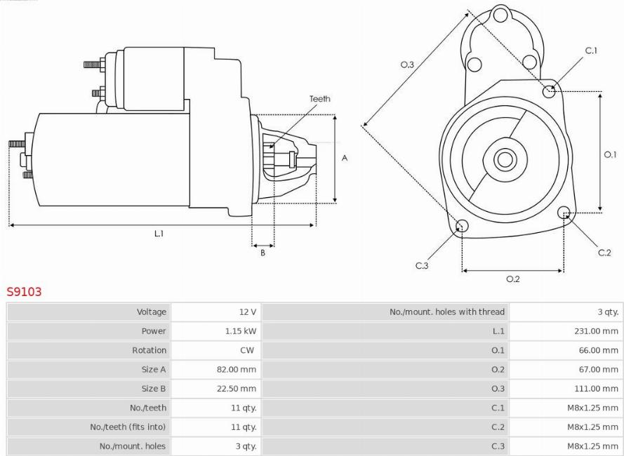 AS-PL S9103 - Starter aaoparts.ro