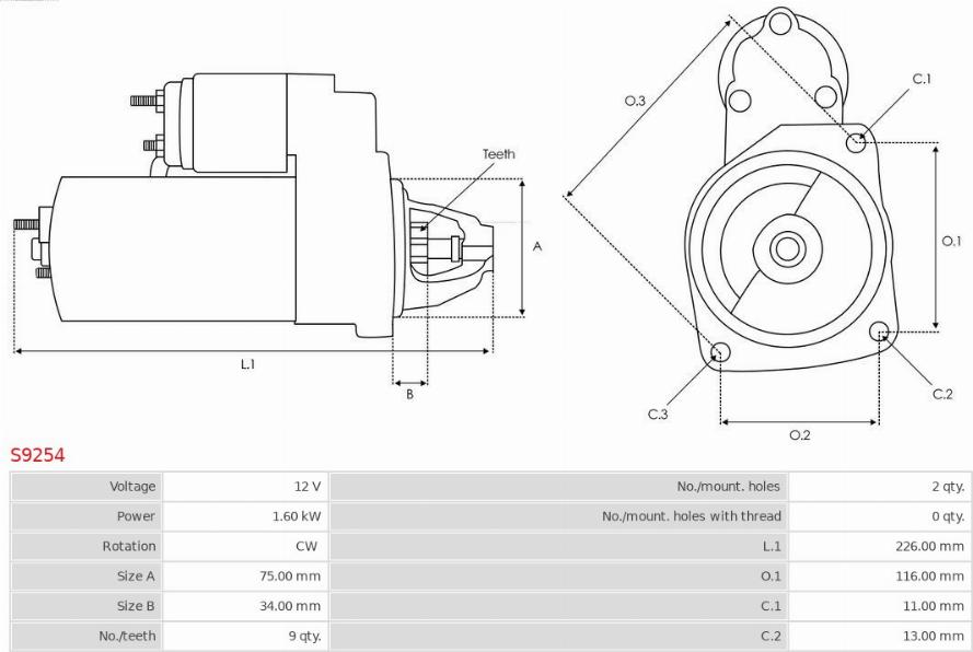 AS-PL S9254 - Starter aaoparts.ro