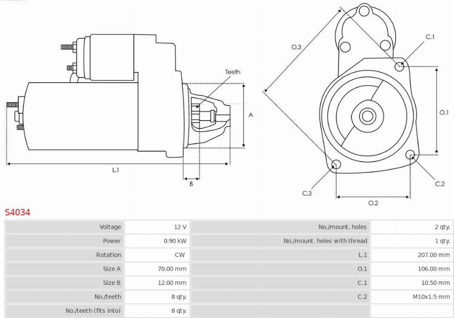 AS-PL S4034 - Starter aaoparts.ro